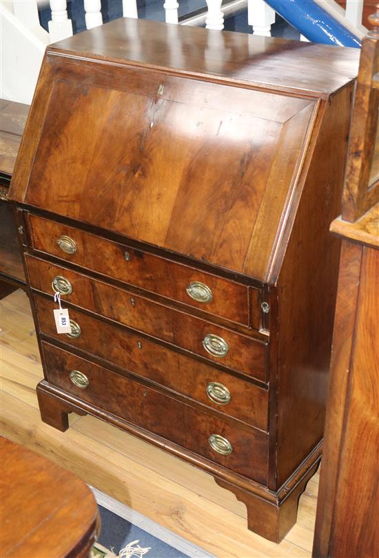 A small late George III mahogany bureau W.77cm